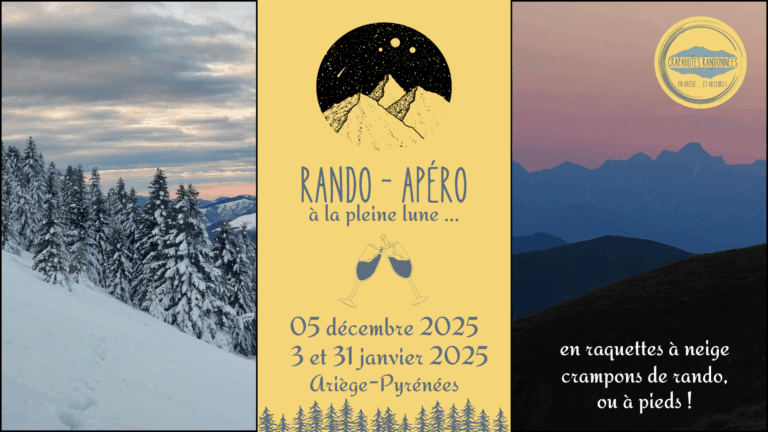 dépliant montagne hiver apéro pleine lune raquettes