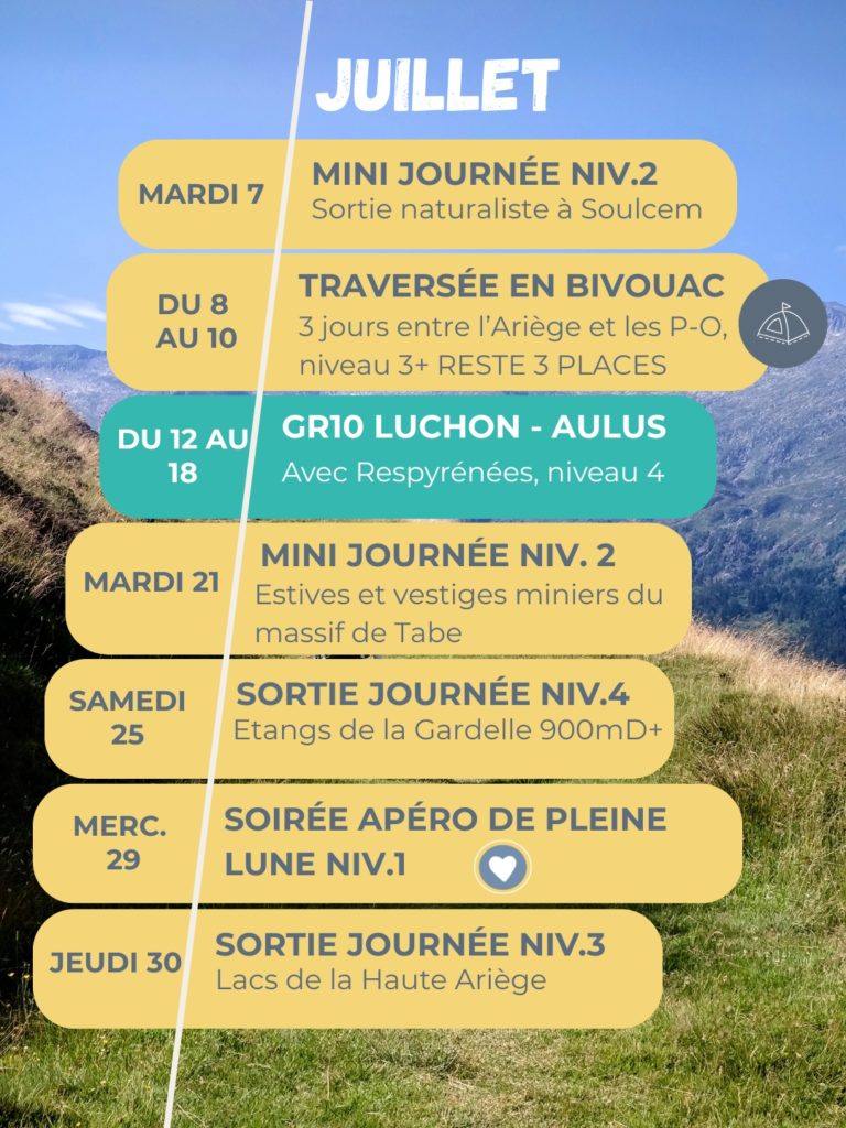 programme randonnées juillet